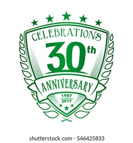 30th Shield Anniversary logo. Vector and illustration. 30 years logo.
