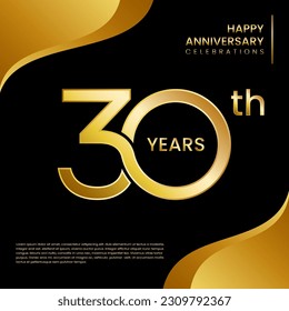 Plantilla de diseño de aniversario del 30 aniversario con color oro, ilustración de plantilla vectorial