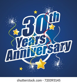 30th Years Anniversary celebrating spark firework blue logo