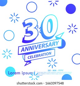 30th years anniversary celebration emblem. blue gradient anniversary logo with ribbon on Memphis style background, vector illustration template design for web, flyers, greeting card & invitation card - Powered by Shutterstock - Get 15% off with code: PIKWIZARD15