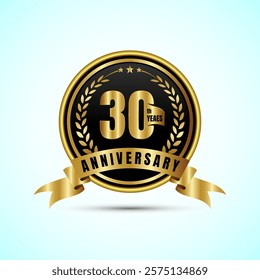 30th years anniversary icon logo design birthday celebration, Golden anniversary emblem