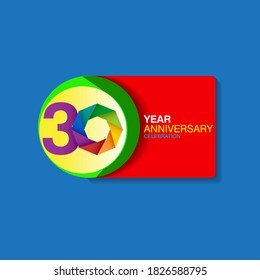 30th years anniversary logo, vector design birthday celebration colorful on white background