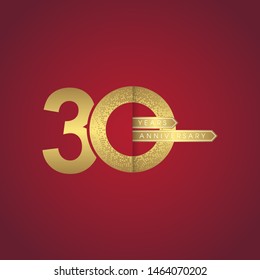 30th Years Anniversary modern Logo Icon Template, Anniversary lettering with gold color. Vector EPS 10. Birthday celebration number.