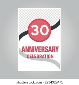 
30. Jubiläum Vektor-Einladungskarte.Einladung zum Drucken auf grauem Hintergrund
