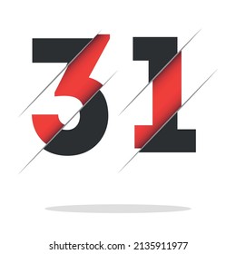31 3 1 Number Logo Design with a Creative Cut and Black Circle Background. Creative logo design.