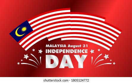 31 agustus, selamat hari merdeka ke 63 tahun 2020, malaysia Independence day, banner template vector with star moon blue red and white color illustration