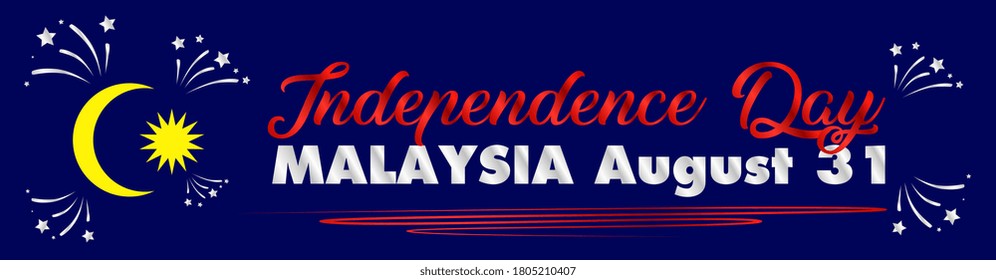 31 agustus, selamat hari merdeka ke 63 tahun 2020, malaysia Independence day, banner template vector with star moon blue red and white color illustration