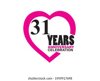 31 Anniversary celebration simple logo with heart design 