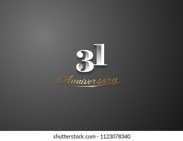 31 Anniversary elegant logotype  design, white colored isolated on black background