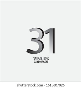31 anniversary logo with silver. Vector design template elements for your birthday celebration.