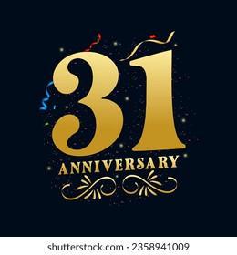 31 Anniversary luxurious Golden color 31 Years Anniversary Celebration Logo Design Template