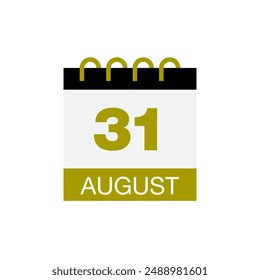 31 august calendar date icon vector eps