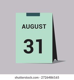 31 august calendar date icon minimal desk calendar vector illustration