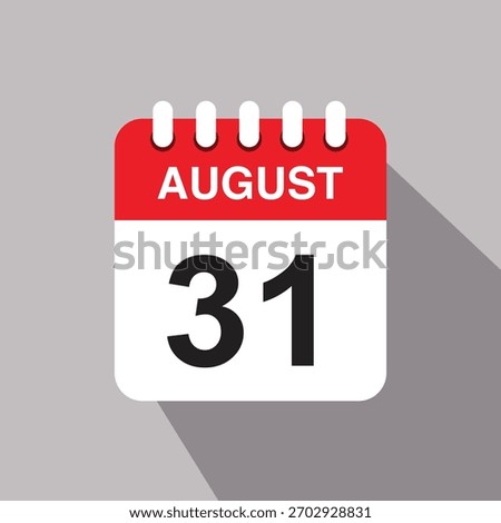 31 august calendar date icon. vector illustration with shadow design