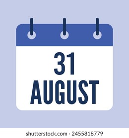 31. August, Einzelkalender der Vektorgrafik.