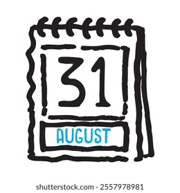 31 August date calendar - A simple yet elegant line art illustration of a date calendar captures the essence of organization and timekeeping. The clean lines and minimalistic design 