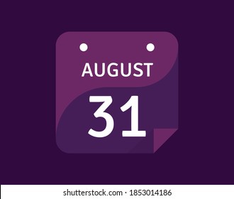 Icono del 31 de agosto Icono del calendario de un solo día Ilustración vectorial