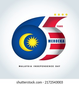 31 August - Malaysia Independence Day. Abstract number 65 base on Malaysia flag colours. 65th years symbol or logo design.