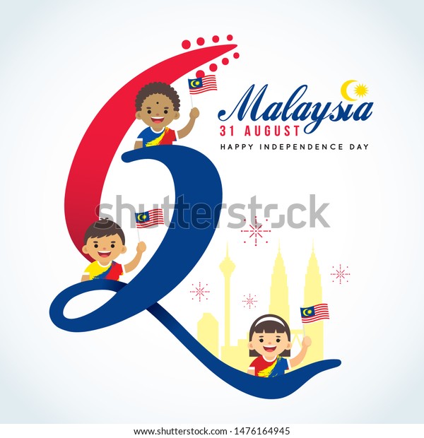31 August Malaysia Independence Day Greeting Stock Vector (Royalty Free