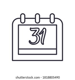 31 calendar line style icon design, Happy new year welcome celebrate and greeting theme Vector illustration