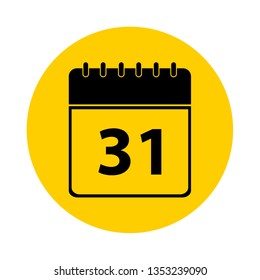 31 Calendar Yellow Vector Icon - Calendar design template - Business vector illustration.