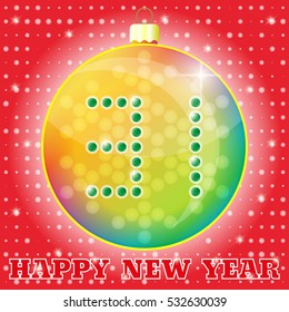 31 in Christmas tree ball. Happy New Year, card or icon. Vector