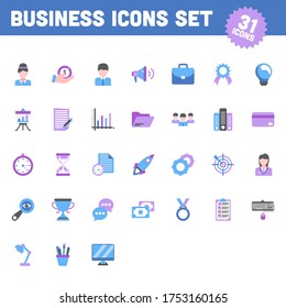 31 Colorful Business Icon Set in Flat Style.