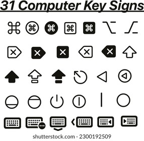 31 Computer keys icons set