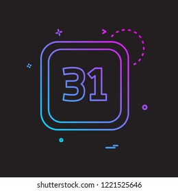 31 Date Calender icon design vector