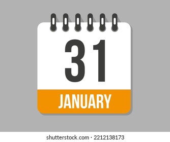 31 day january calendar icon. Orange calendar vector on light background for january month