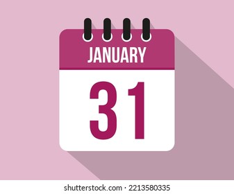 31 day January calendar. Calendar vector for January in pink color on light background
