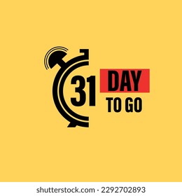 31 days to go last countdown icon. treaty one days go sale price offer promo deal timer, 31 day only, Countdown left days banner. count time sale. Vector illustration, number of days left badge