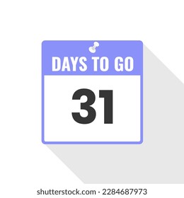 31 Days Left Countdown sales icon. 31 days left to go Promotional banner
