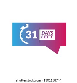 31 Days Left sign - emblem, label, badge,sticker, logo. Designed for your web site design, logo, app