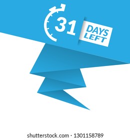 31 Days Left sign - emblem, label, badge,sticker, logo. Designed for your web site design, logo, app