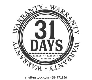 31 days warranty icon vintage rubber stamp guarantee