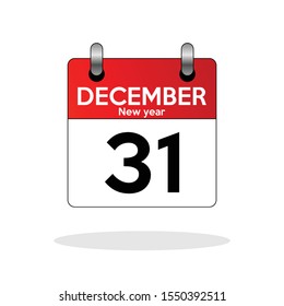 31 december calendar icon in flat style. New year eve symbol for your web site design, logo, app, UI Vector EPS 10.