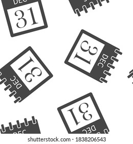 31 december calendar. New year day vector icon seamless pattern on a white background.