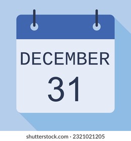 31 December Calendar, Vector Calendar.