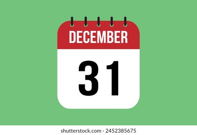 31 December Calendar. December Calendar Vector.