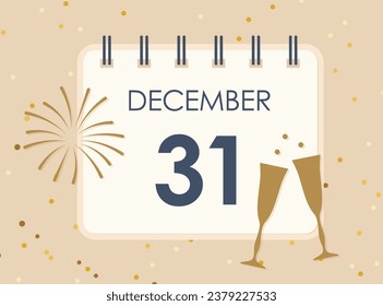 31 december calendard page ; new year's eve concept- vector illustration