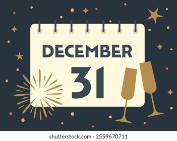 31 december calendard page ; new year's eve concept- vector illustration