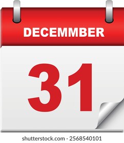 31 December Daily Calendar Icon 3d style. Last day of the year - 3d rendered calendar, Calendar background. 31th December. Monthly calendar icons Set different color and copy space