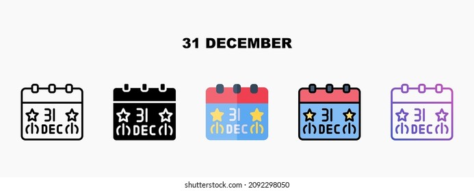 31 December icon designed in outline flat glyph filled line and gradient. Perfect for website mobile app presentation and any other projects. Enjoy this icon for your project.