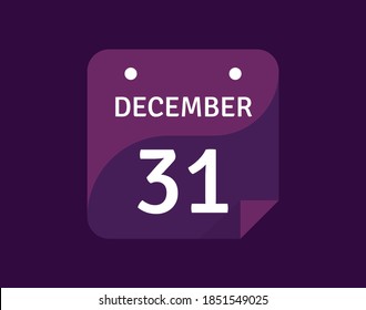 Icono del 31 de diciembre Icono del calendario de un solo día Ilustración vectorial