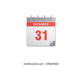 31 December red calendar vector illustration on white background