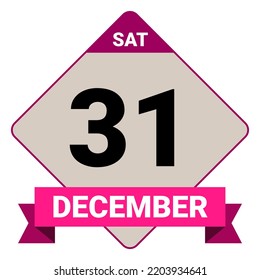 31 December, Saturday. Date template. Useful design for calendar or event promotion. Vector illustration EPS 10 File. 