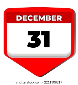 31 December vector icon calendar day. 31 date of December. Thirty first day of December. 31th date number. 31 day calendar. Thirty one date. happy new year eve. Vector illustration