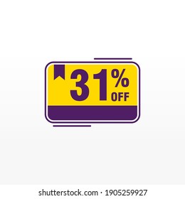 31 discount, Sales Vector badges for Labels, , Stickers, Banners, Tags, Web Stickers, New offer. Discount origami sign banner