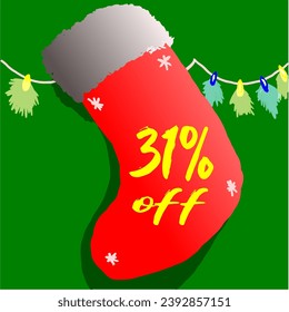 31% discount sock and christmas promotion red green white flashing flashing on the wall